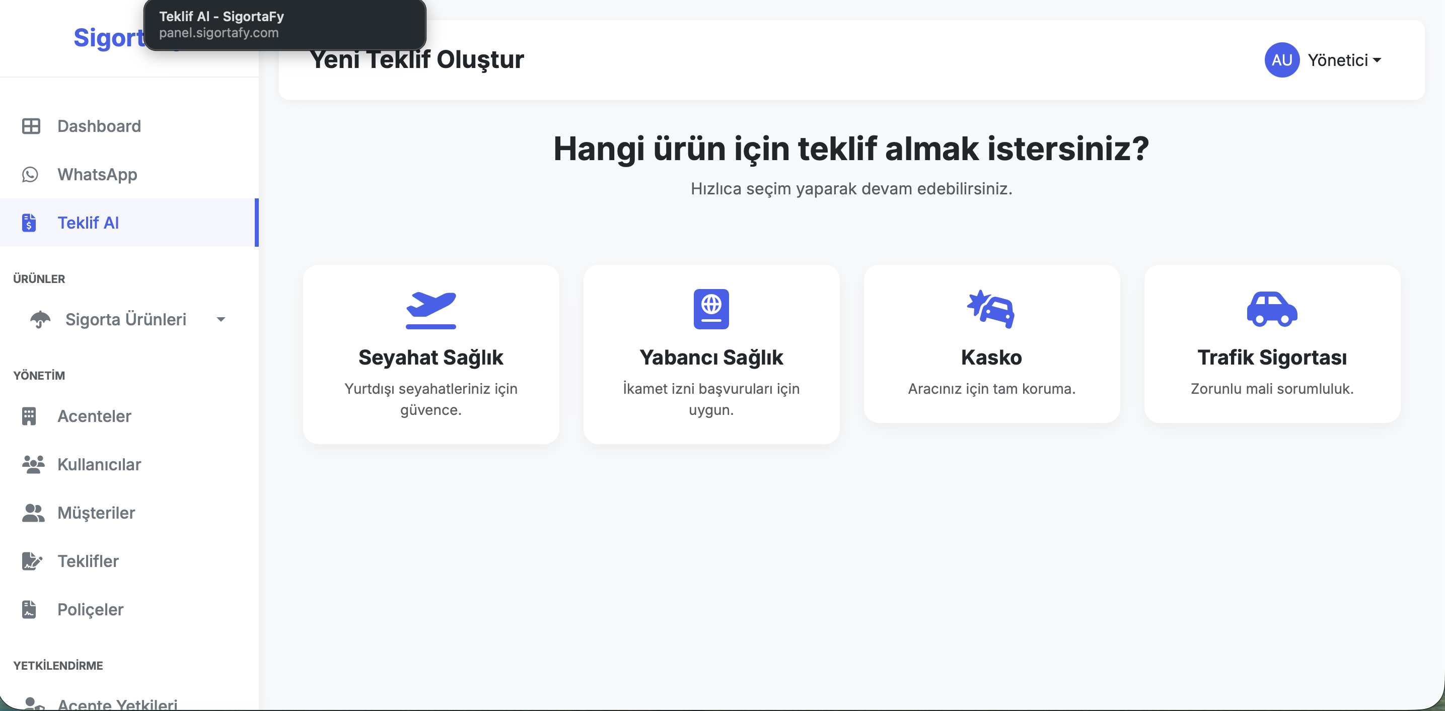 Teklif AI Ürün Seçimi